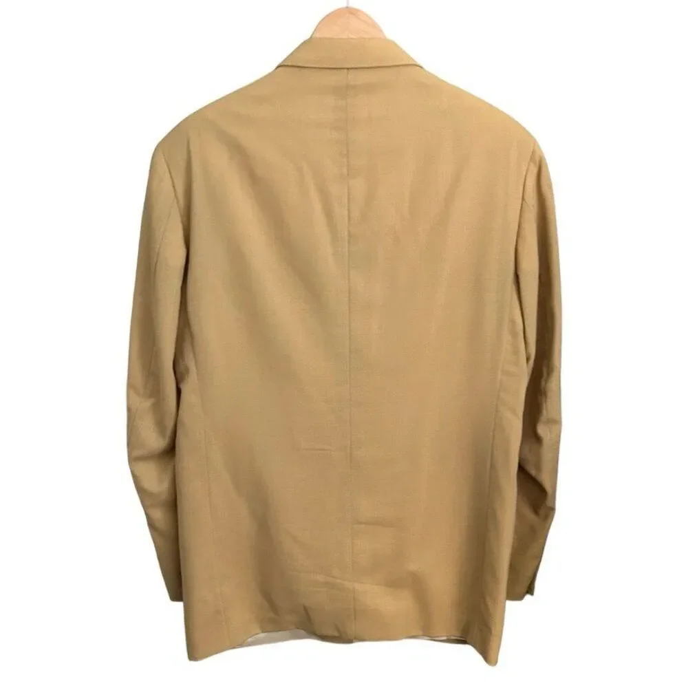 Claiborne Vintage 100% Worsted Wool Suit Jacket 4 Button Gold Bronze Size 44R